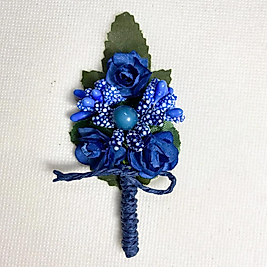 Lacivert &Mavi İnci Detaylı Damat Yaka Çiçeği